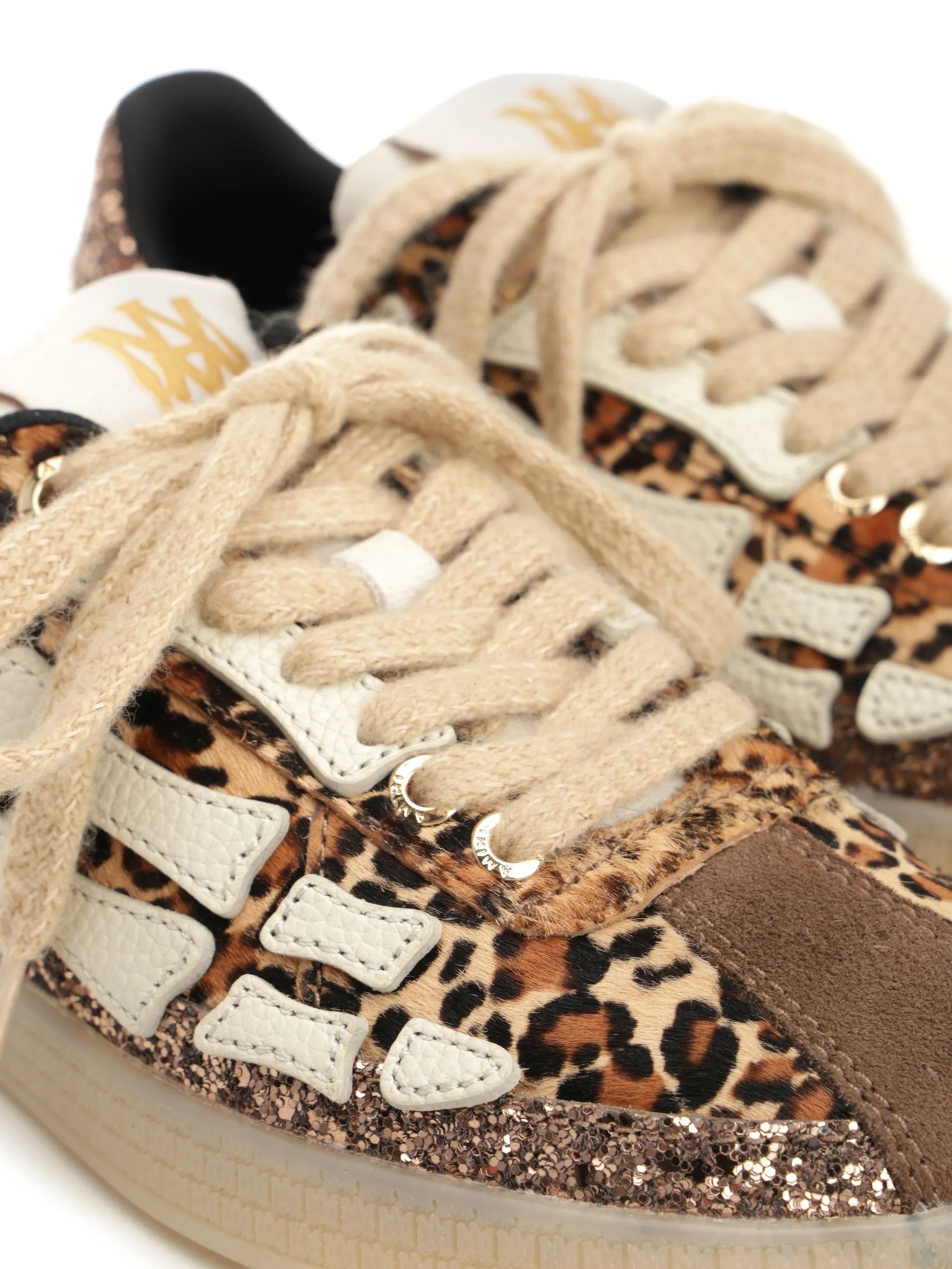 AMIRI WOMEN Leopard Pacific Bones Low-Top Sneakers Brown