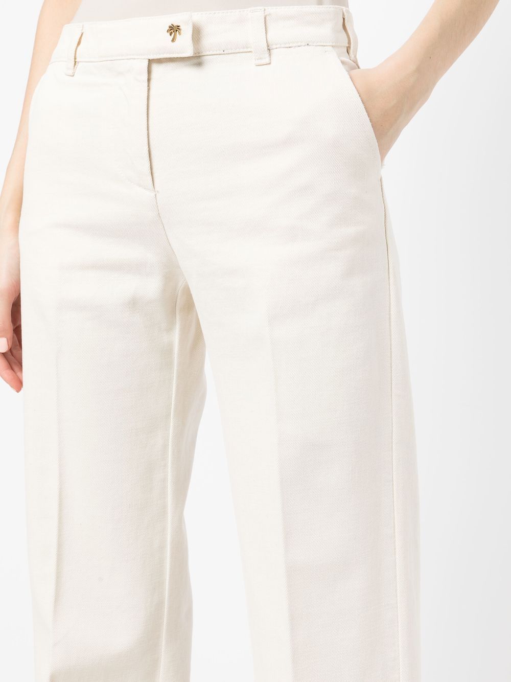 PALM ANGELS WOMEN Bull Straight Leg Denim Pants White/Fluo