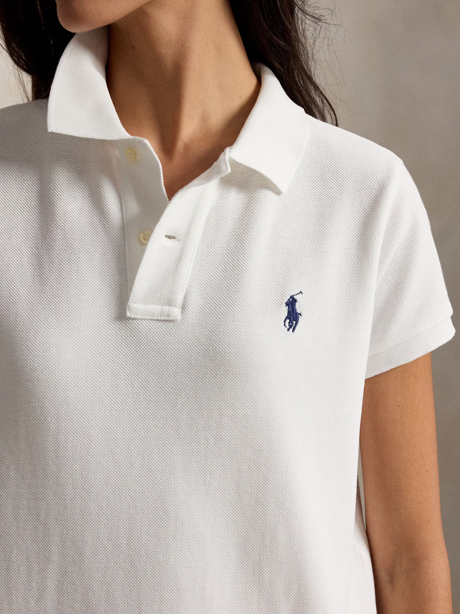 RALPH LAUREN WOMEN Cotton Mesh Polo Dress White