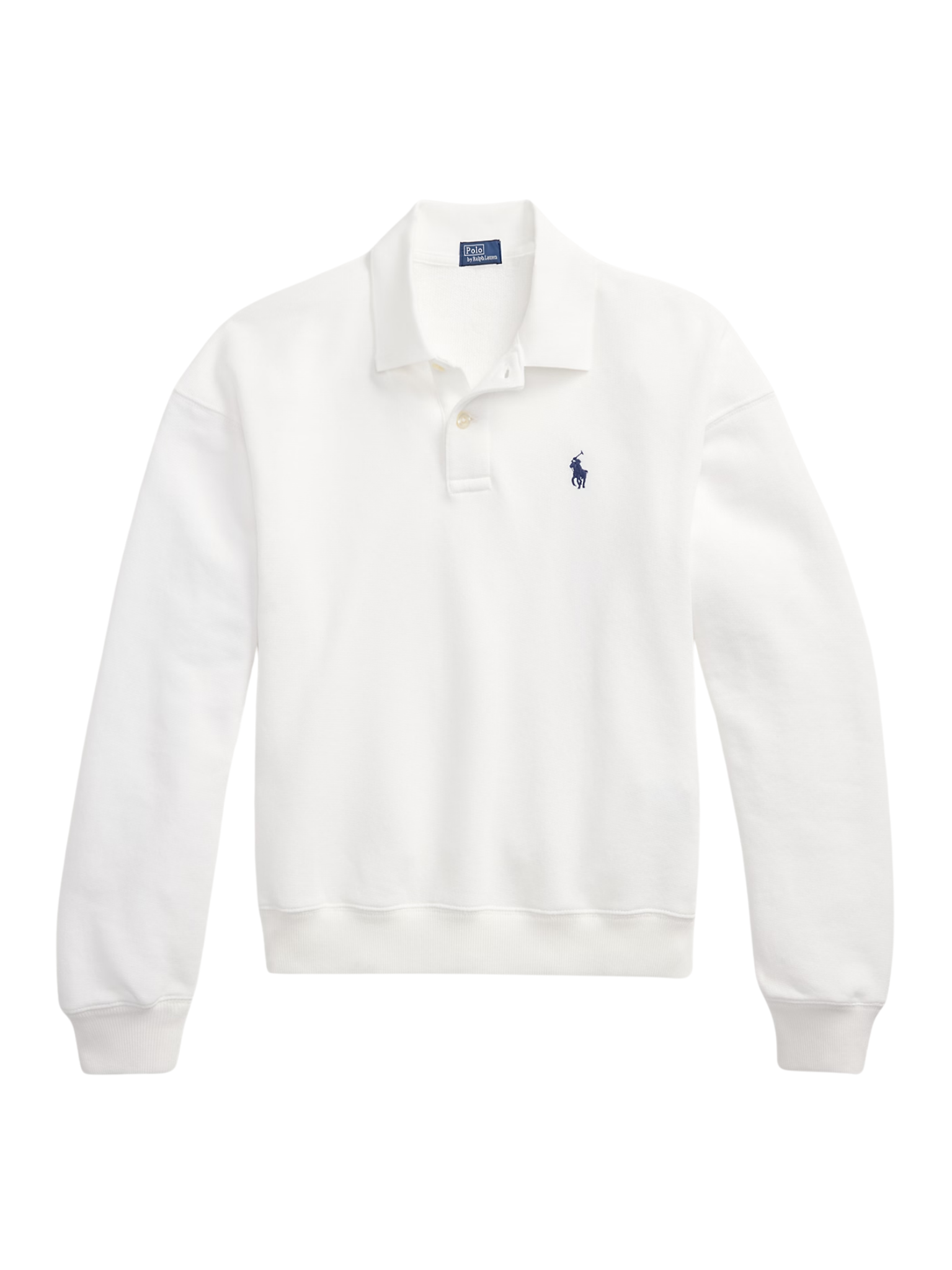 RALPH LAUREN WOMEN Lightweight Fleece Long Sleeve Polo White