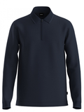 BOSS H-Peduzzi Mercerised-Cotton Polo Shirt With Two-Tone Structure Dark Blue