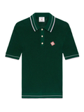 CASABLANCA Crochet Short Sleeve Polo Shirt Green