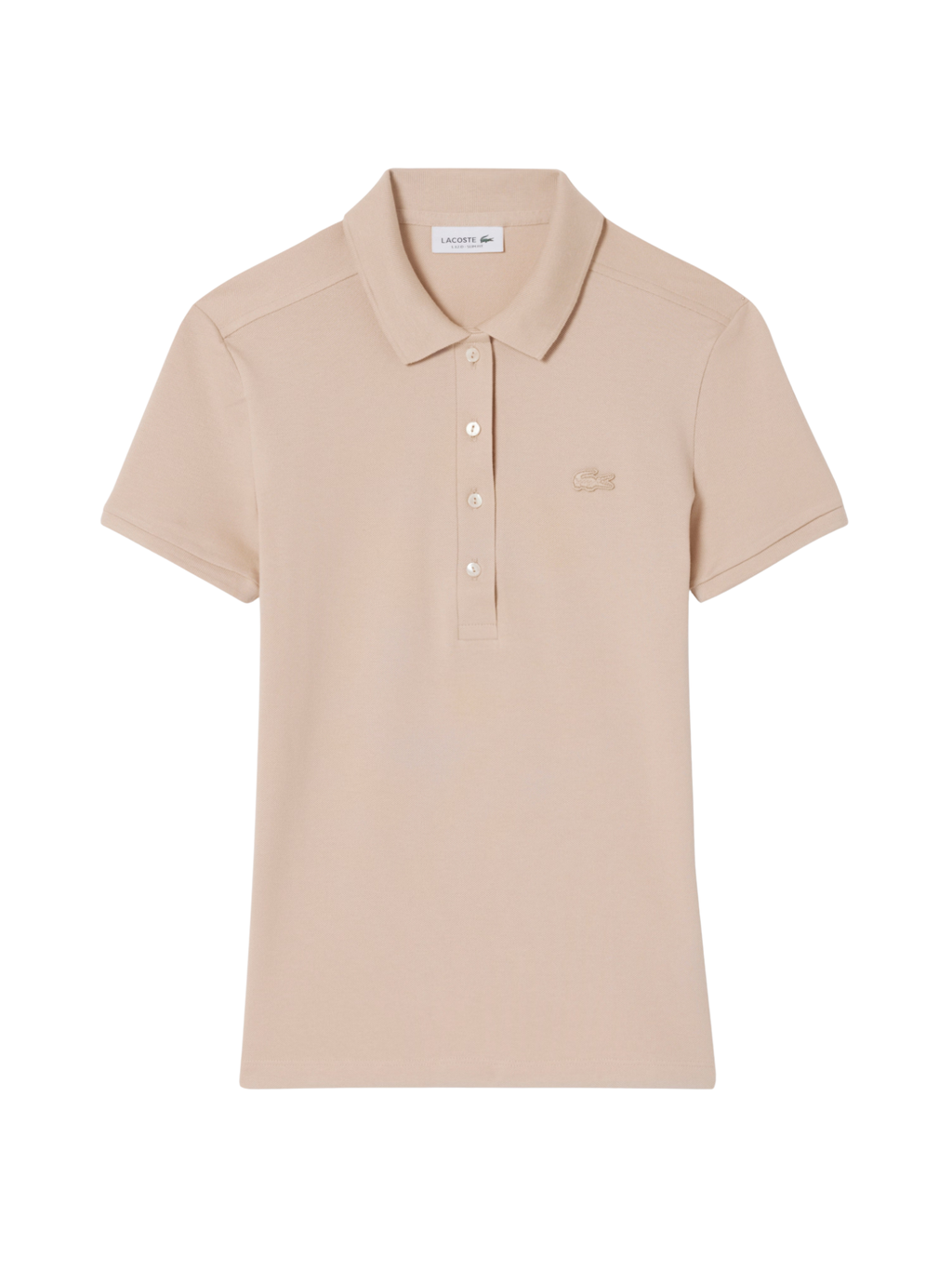 LACOSTE WOMEN L.12.D Slim Fit Stretch Piqué Polo Shirt Beige