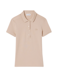 LACOSTE WOMEN L.12.D Slim Fit Stretch Piqué Polo Shirt Beige