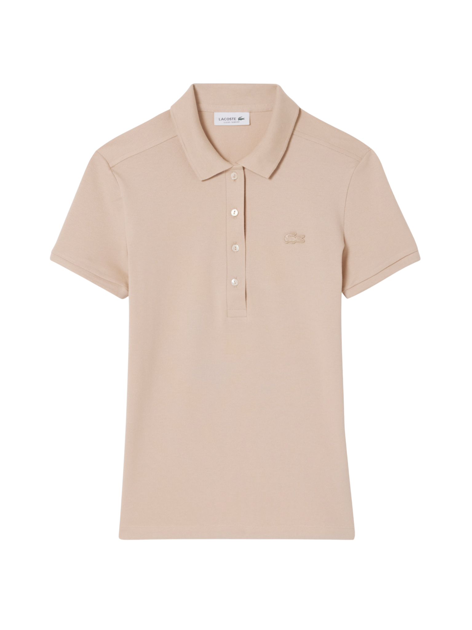 LACOSTE WOMEN L.12.D Slim Fit Stretch Piqué Polo Shirt Beige