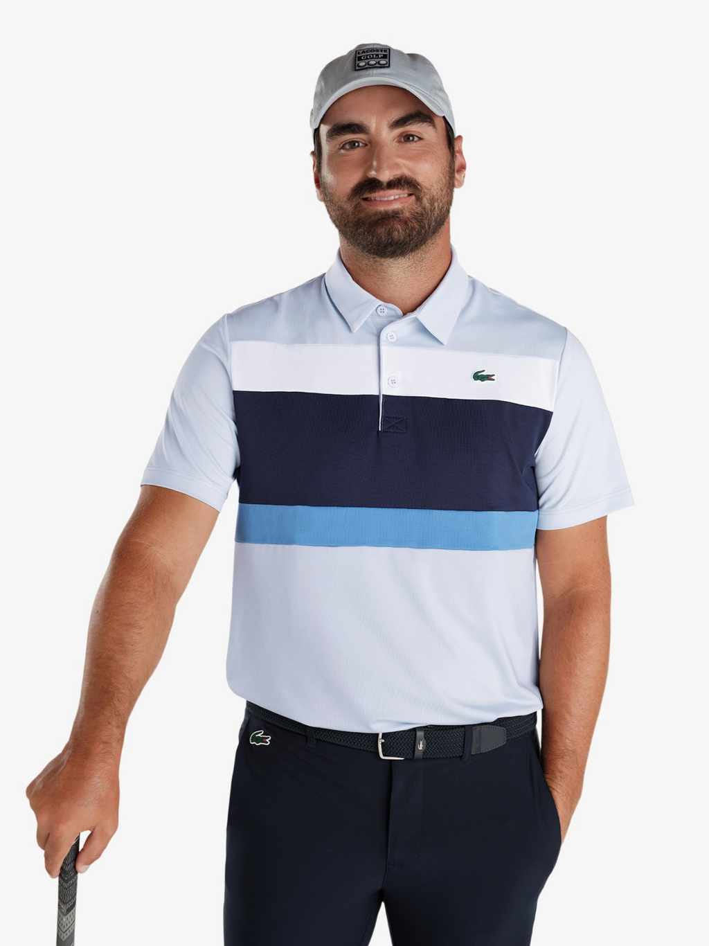 LACOSTE Ultra Dry Stretch Colour-Block Golf Polo Shirt Blue