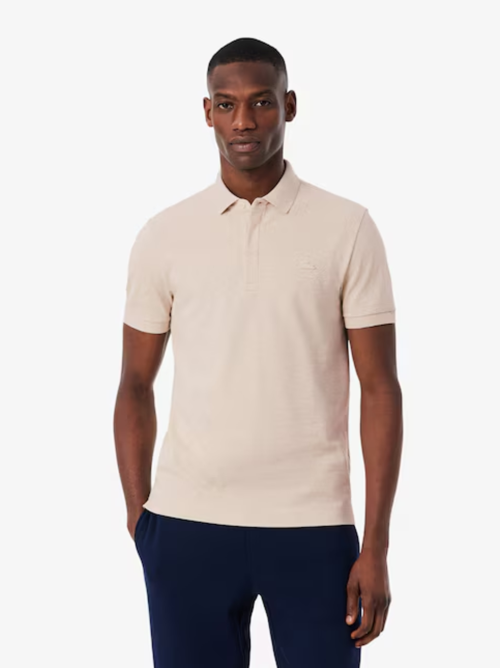 LACOSTE Regular Fit Paris Stretch Piqué Polo Shirt Heathered Grey Beige