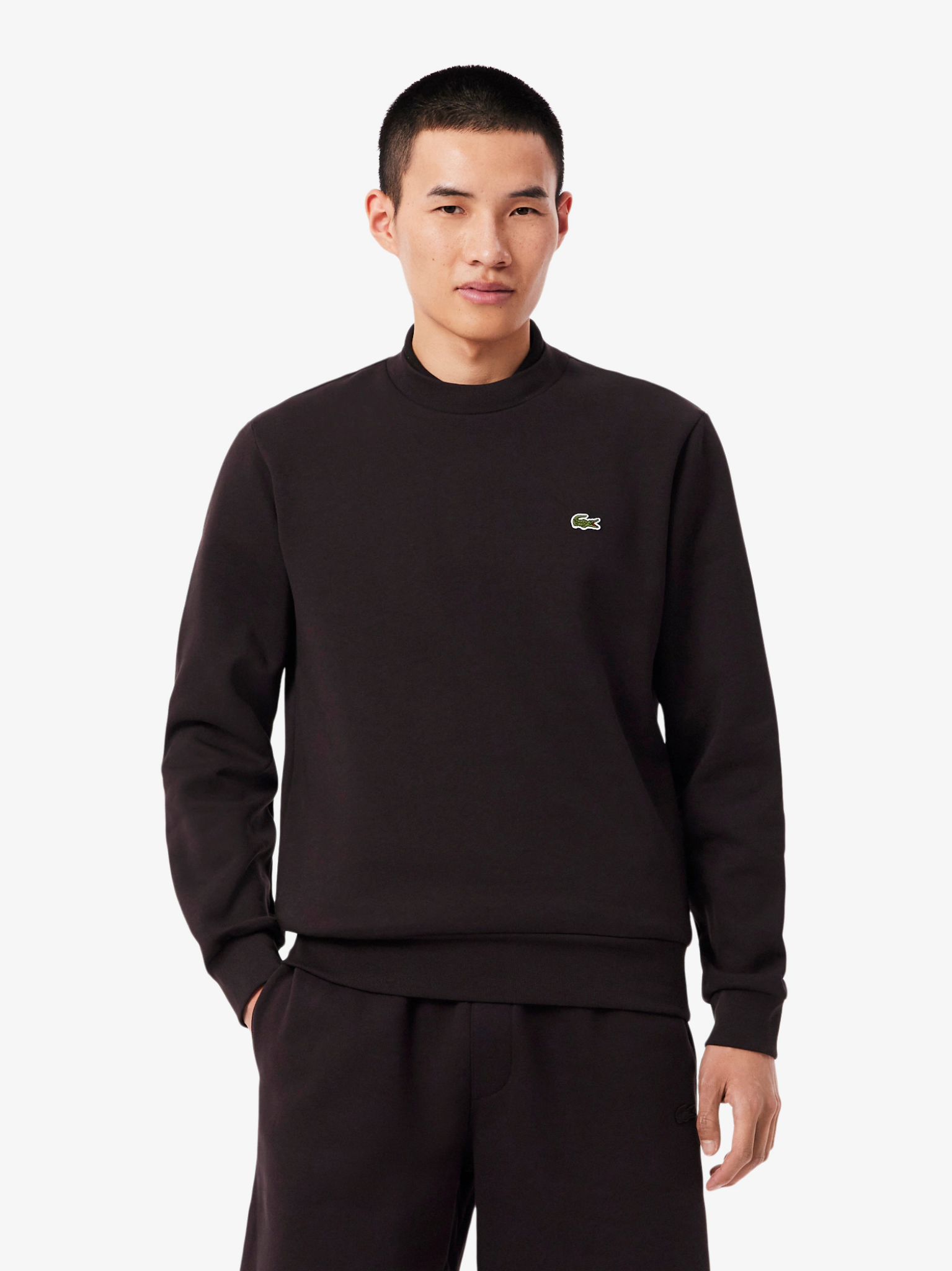 LACOSTE Fleece Crew Neck Sweatshirt Brown