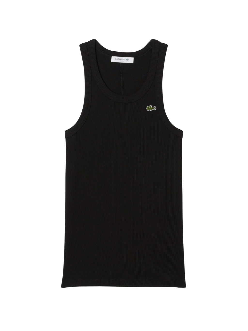 LACOSTE WOMEN Slim Fit Ribbed Cotton Tank Top Black