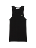 LACOSTE WOMEN Slim Fit Ribbed Cotton Tank Top Black