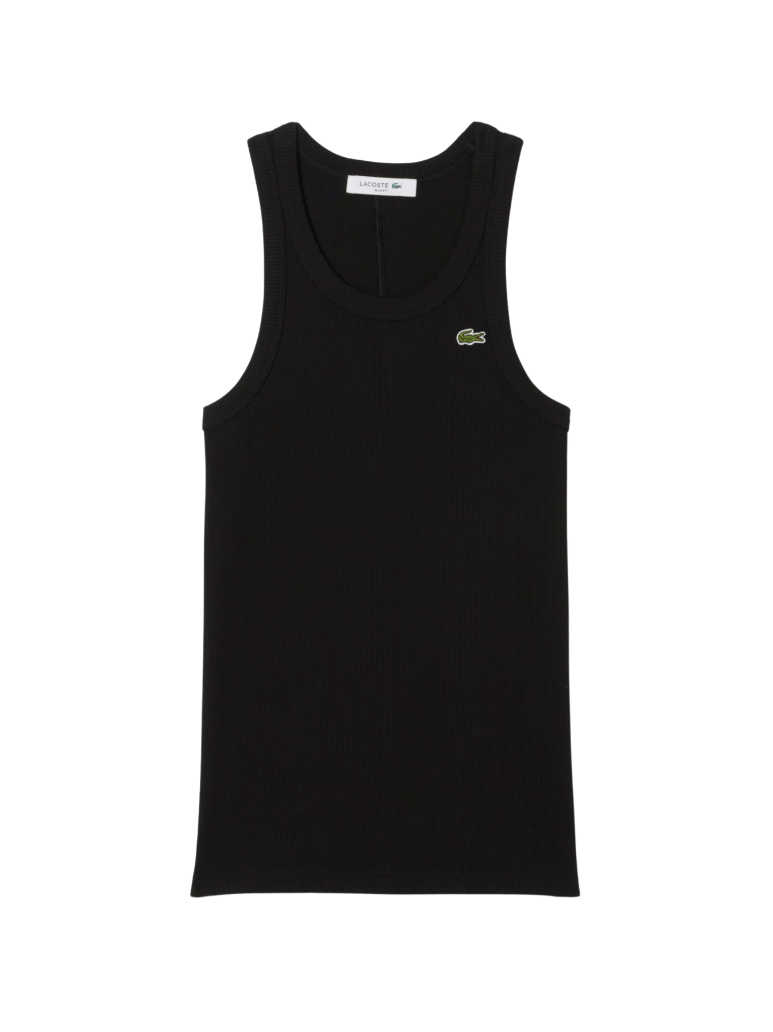 LACOSTE WOMEN Slim Fit Ribbed Cotton Tank Top Black