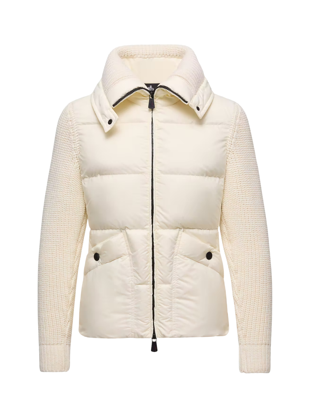 MONCLER GRENOBLE WOMEN Padded Wool Zip-Up Cardigan White