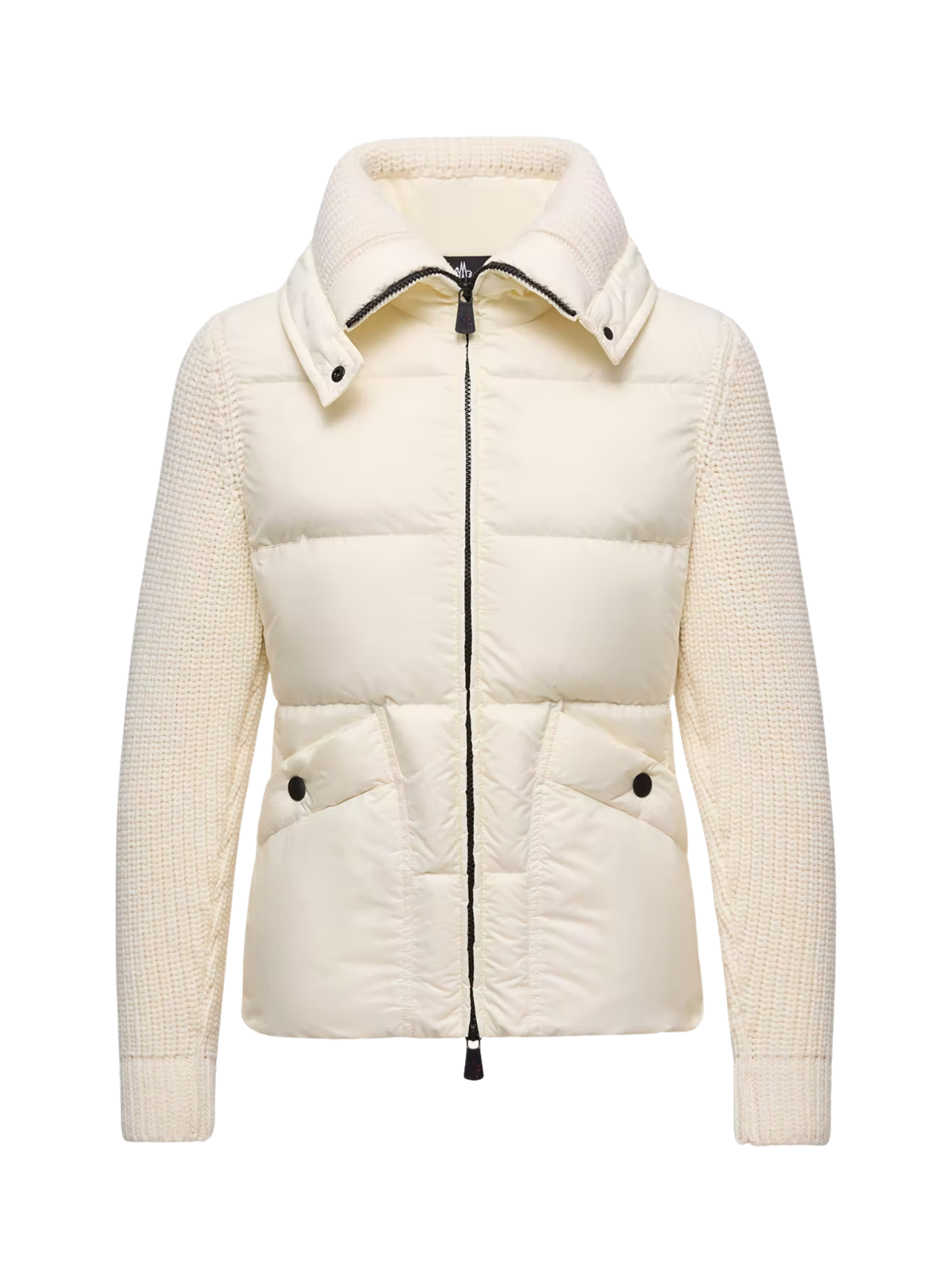 MONCLER GRENOBLE WOMEN Padded Wool Zip-Up Cardigan White