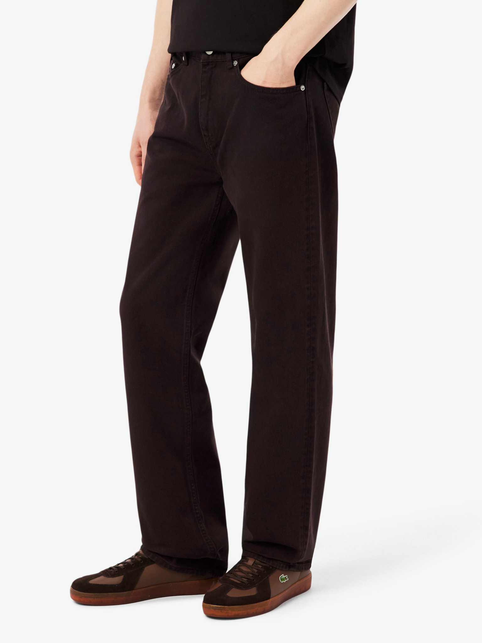 LACOSTE 5 Pocket Straight Cut Denim Jeans Brown