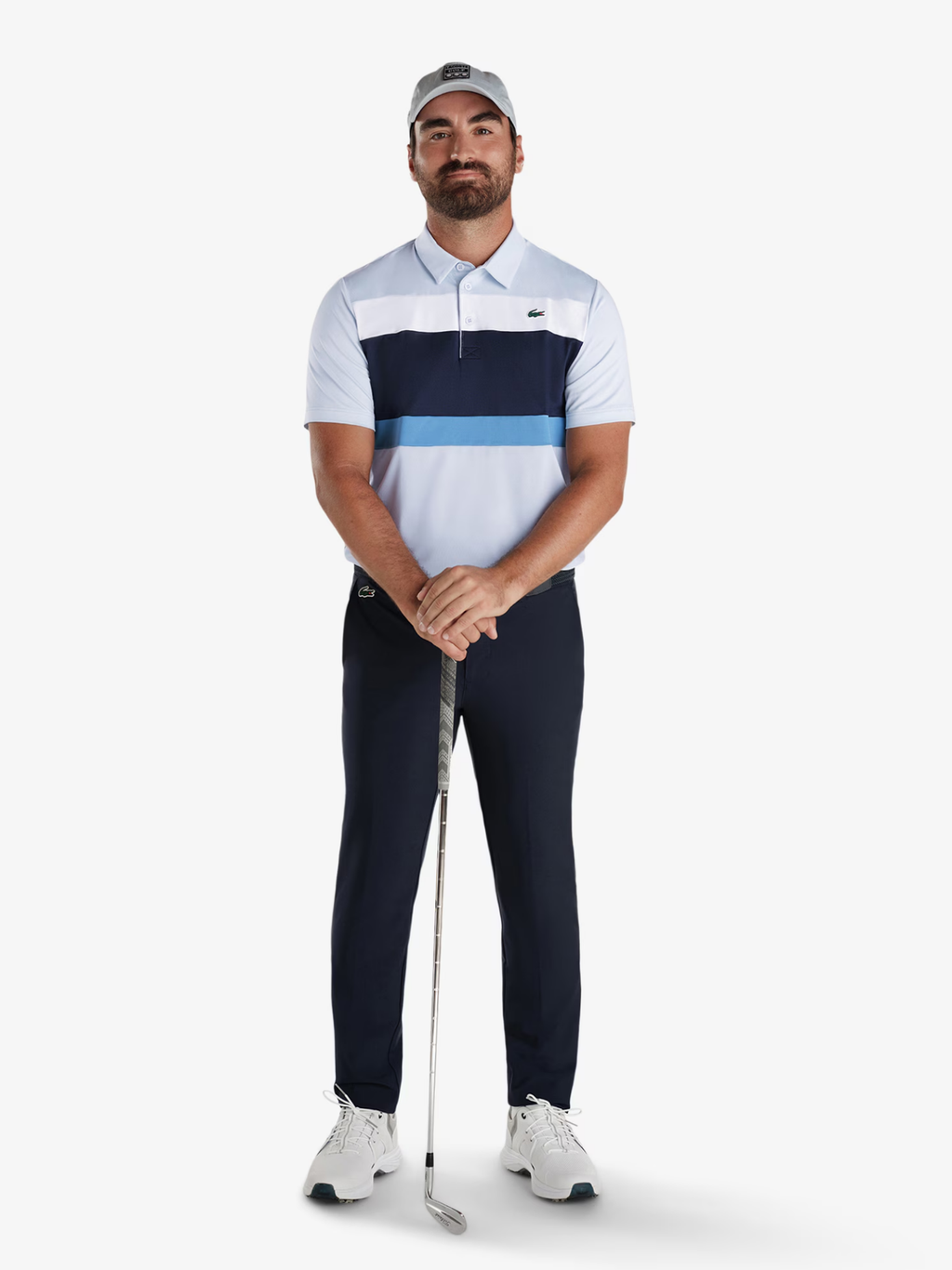LACOSTE Ultra Dry Stretch Colour-Block Golf Polo Shirt Blue
