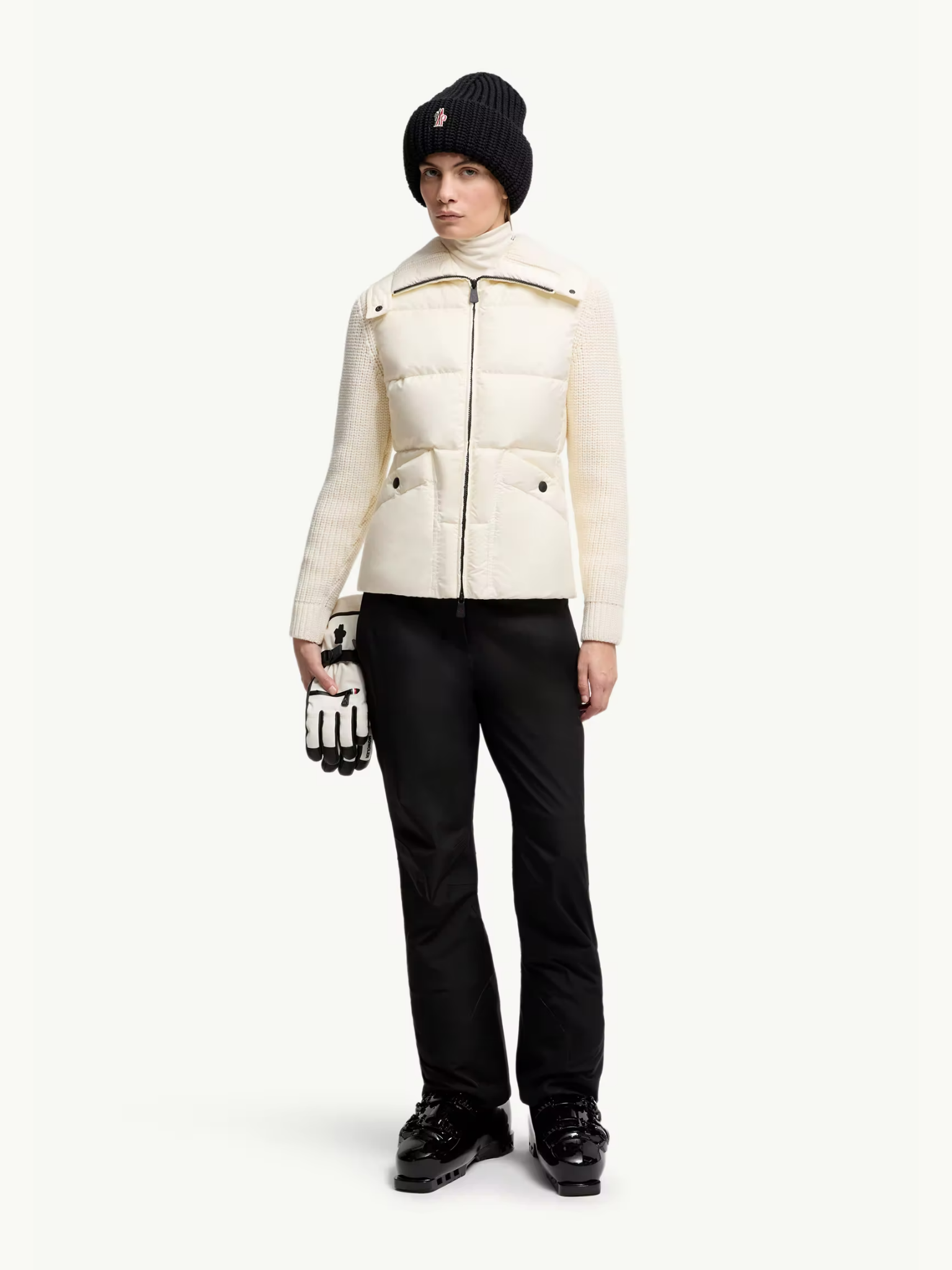 MONCLER GRENOBLE WOMEN Padded Wool Zip-Up Cardigan White