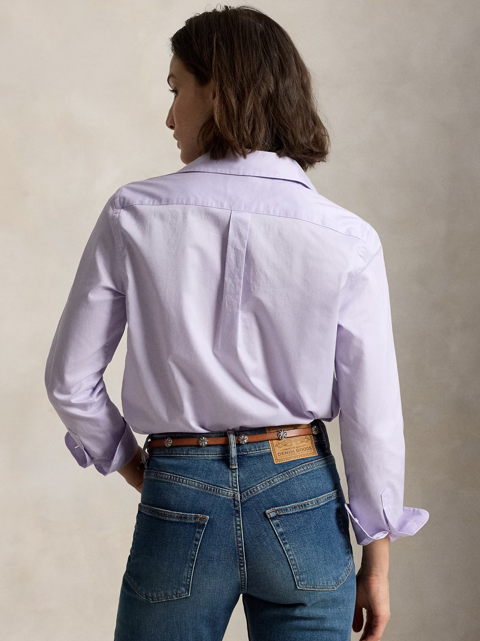 RALPH LAUREN WOMEN Classic Fit Cotton Twill Shirt Cruise Lavender