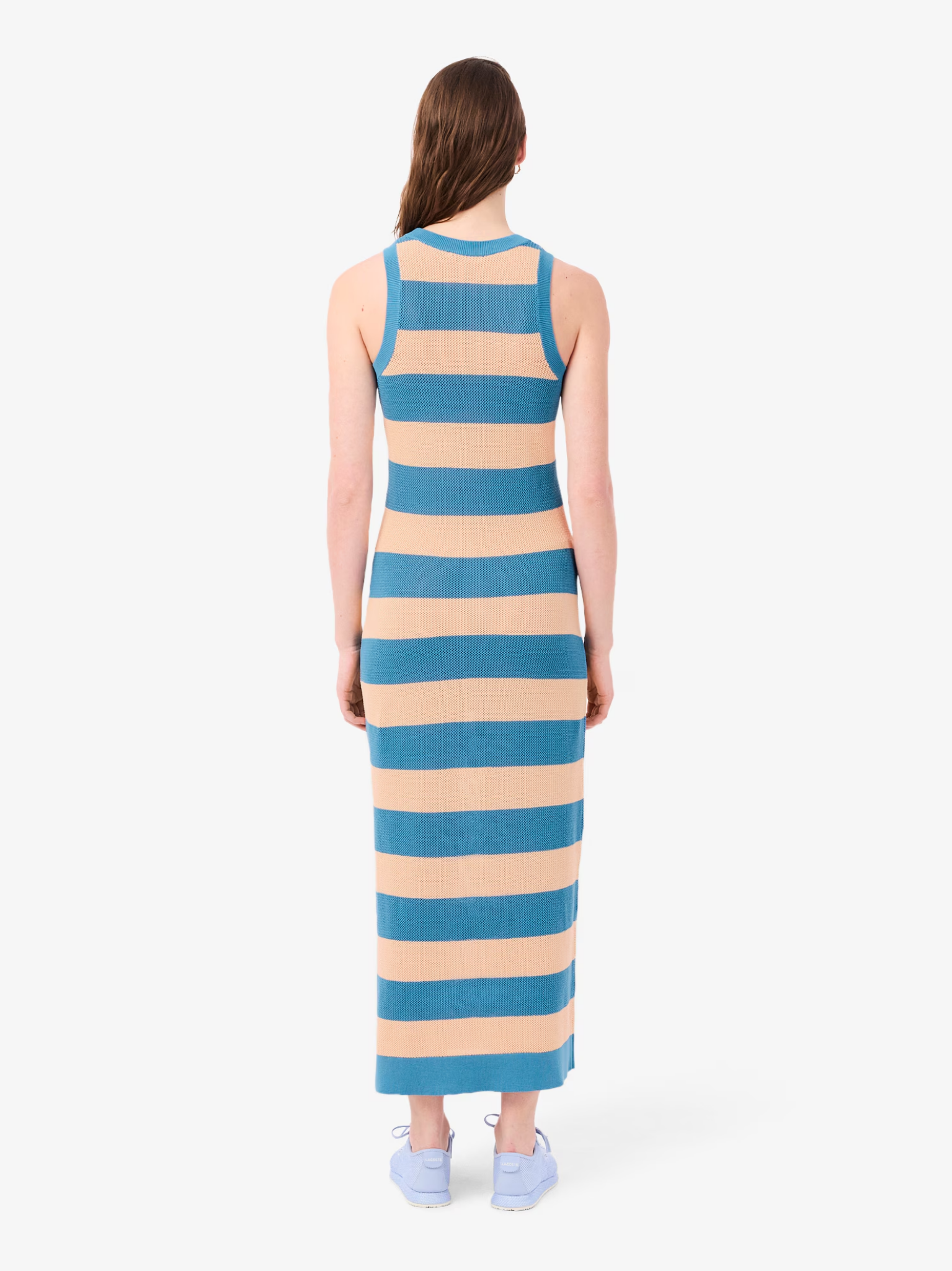 LACOSTE WOMEN Striped Cotton Dress Blue/Rose Pale