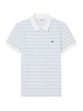 LACOSTE Classic Fit Striped Petit Piqué Polo Shirt Light Blue/White