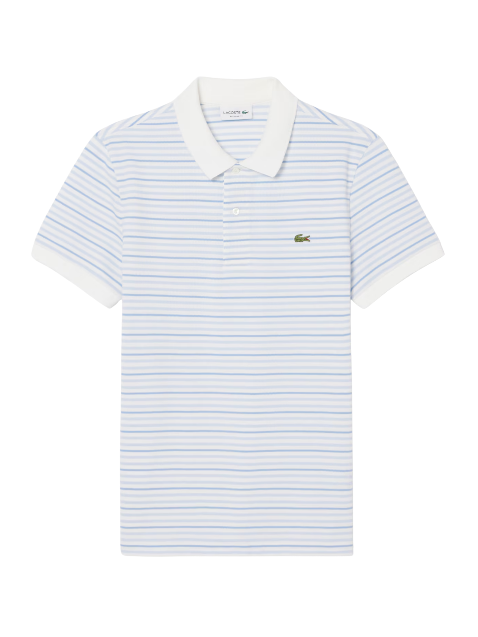 LACOSTE Classic Fit Striped Petit Piqué Polo Shirt Light Blue/White