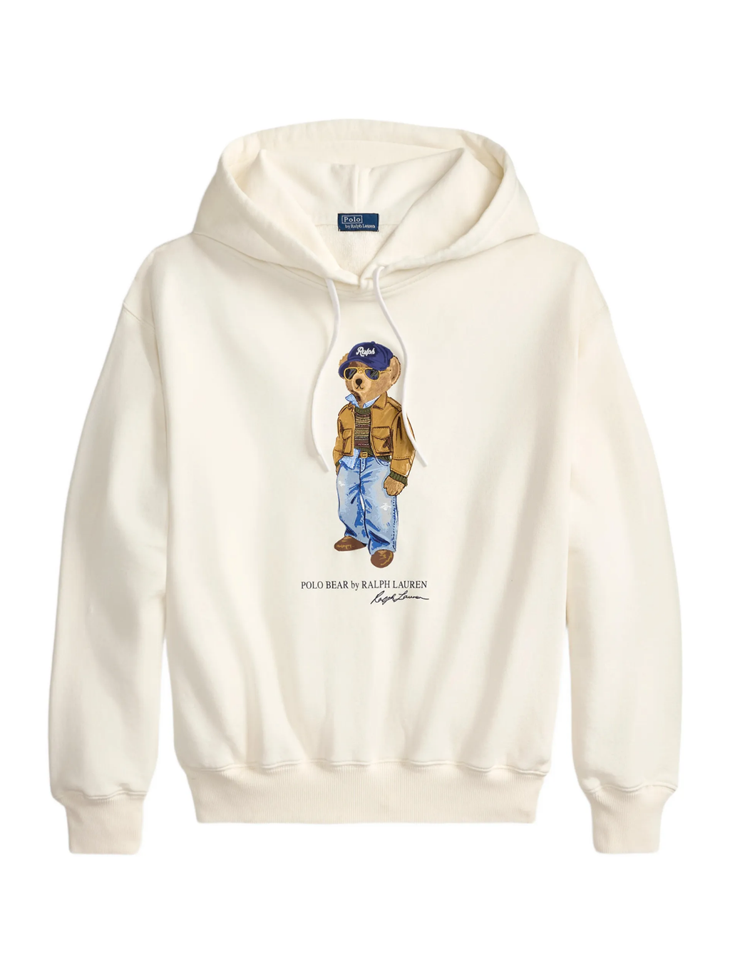 RALPH LAUREN WOMEN Polo Bear Lightweight Fleece Hoodie Warm White