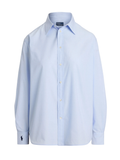 RALPH LAUREN WOMEN End-on-End Oversize Fit Cotton Shirt Light Blue