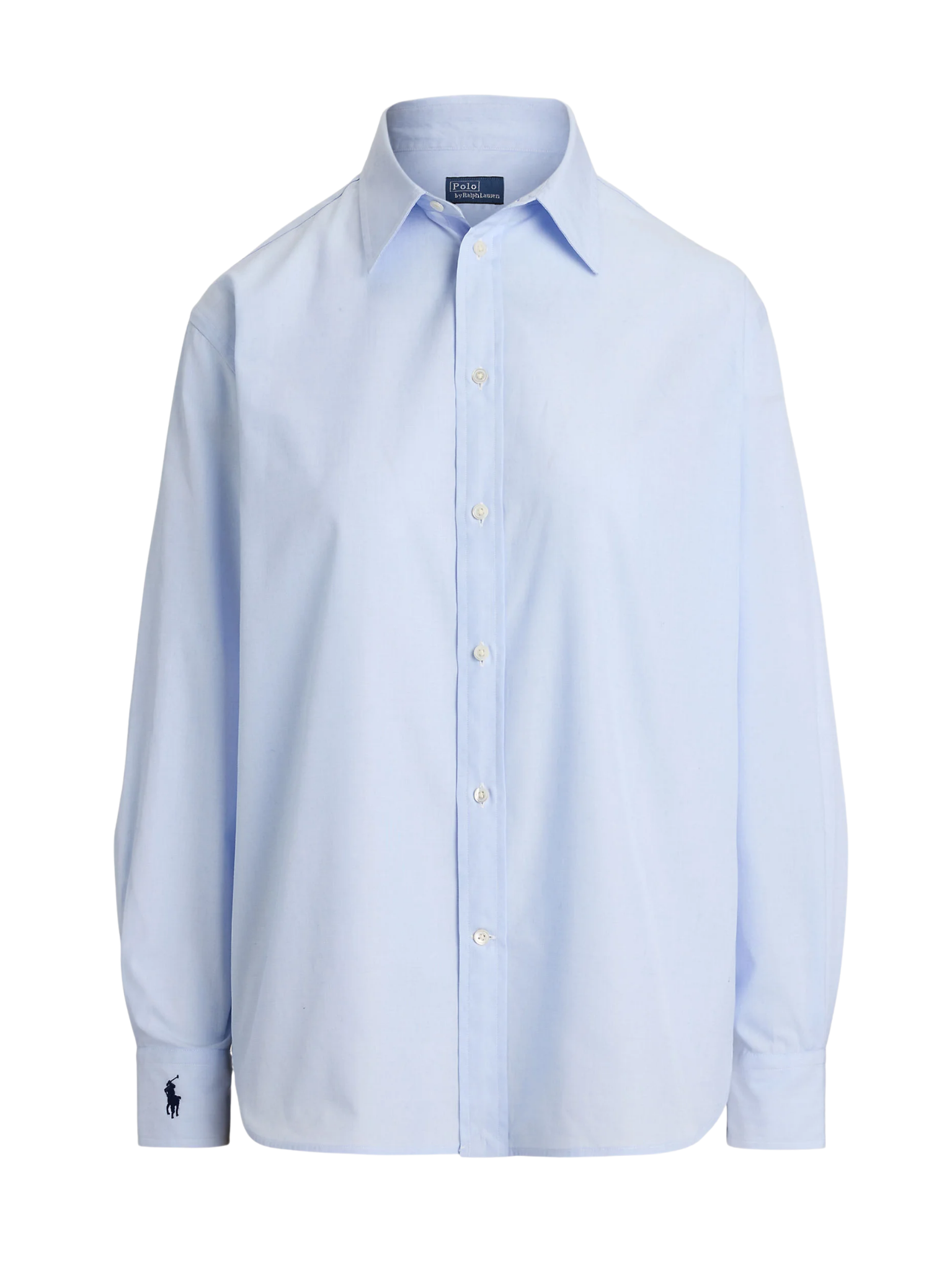 RALPH LAUREN WOMEN End-on-End Oversize Fit Cotton Shirt Light Blue