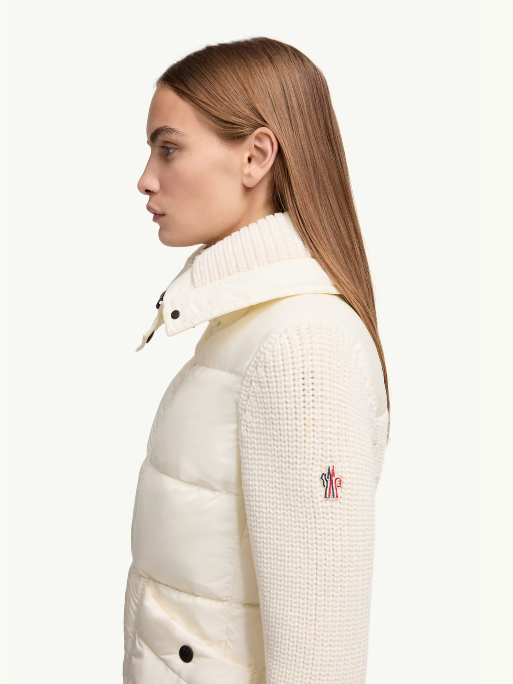 MONCLER GRENOBLE WOMEN Padded Wool Zip-Up Cardigan White