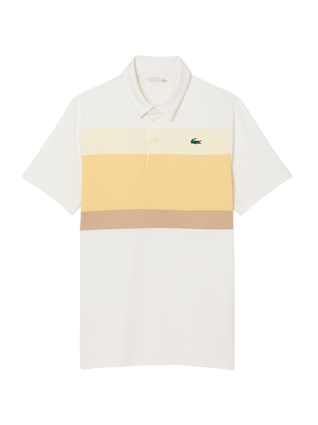 LACOSTE Ultra Dry Stretch Colour-Block Golf Polo Shirt White/Beige