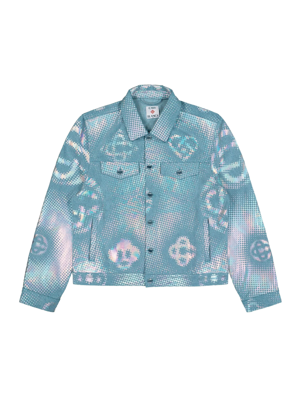 CASABLANCA Pearlescent Monogram Denim Jacket Blue