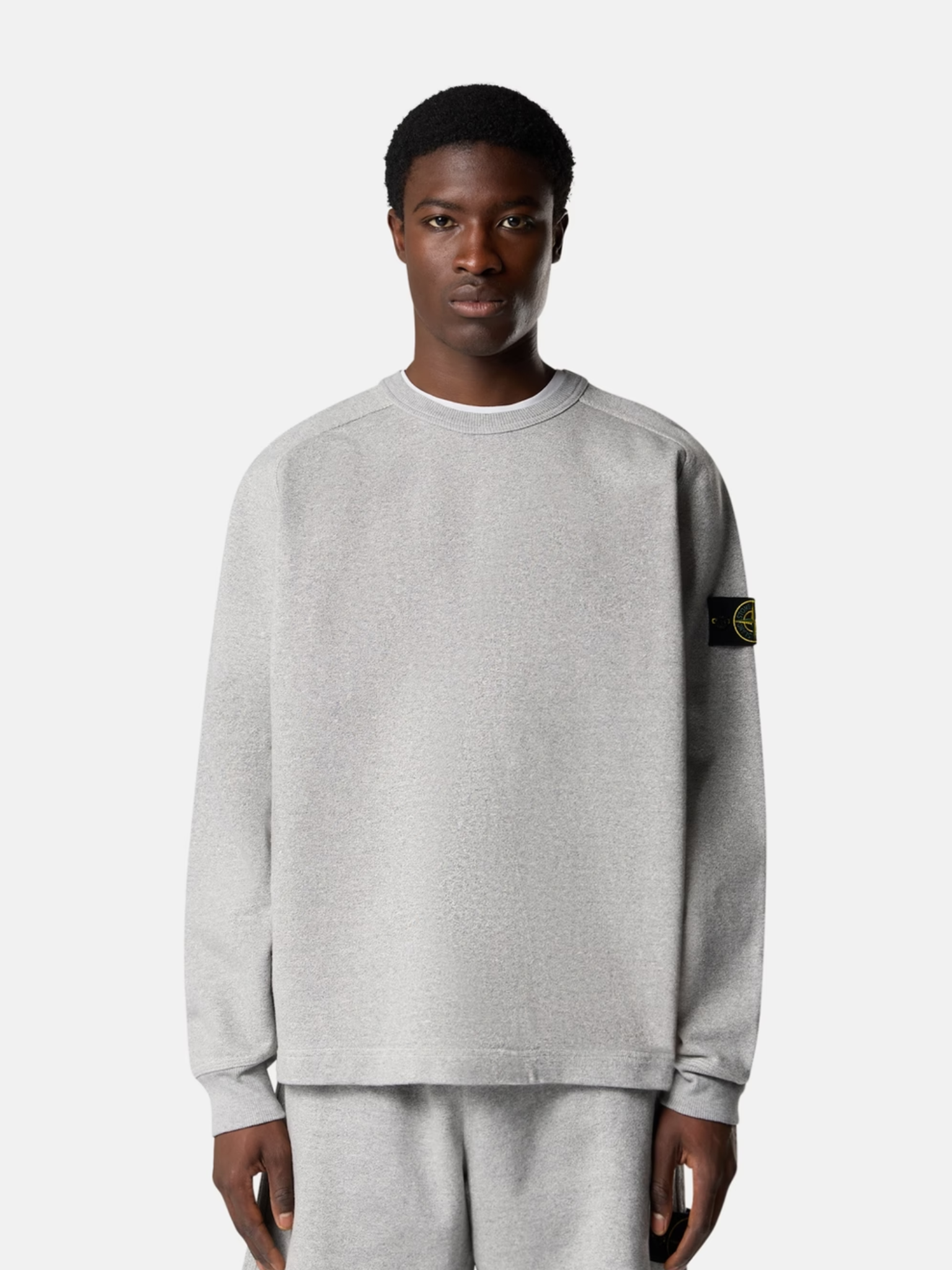 STONE ISLAND Mélange Fleece Oversized-fit Crewneck Sweatshirt Dust Grey