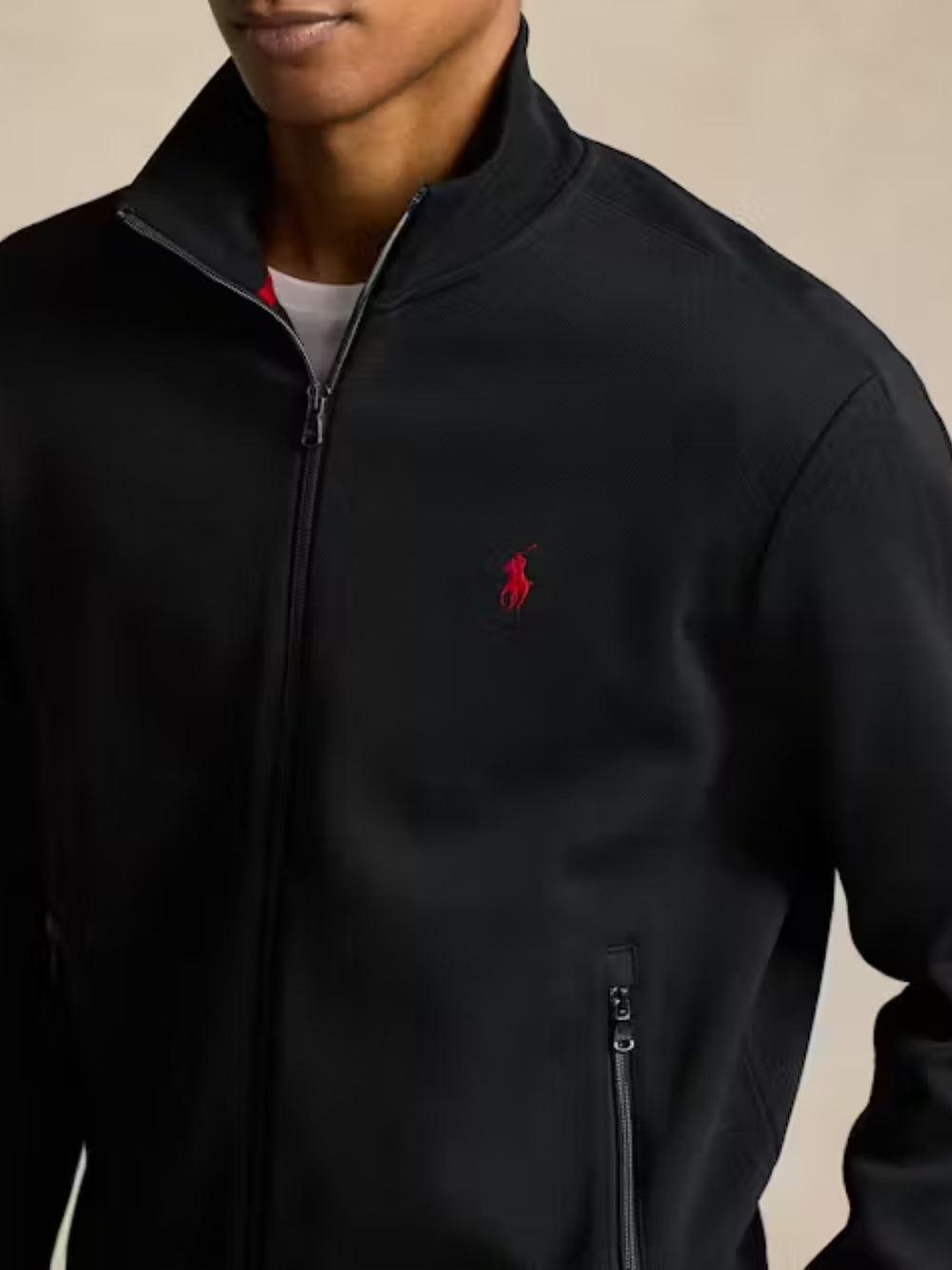 RALPH LAUREN Double-Knit Track Jacket Polo Black