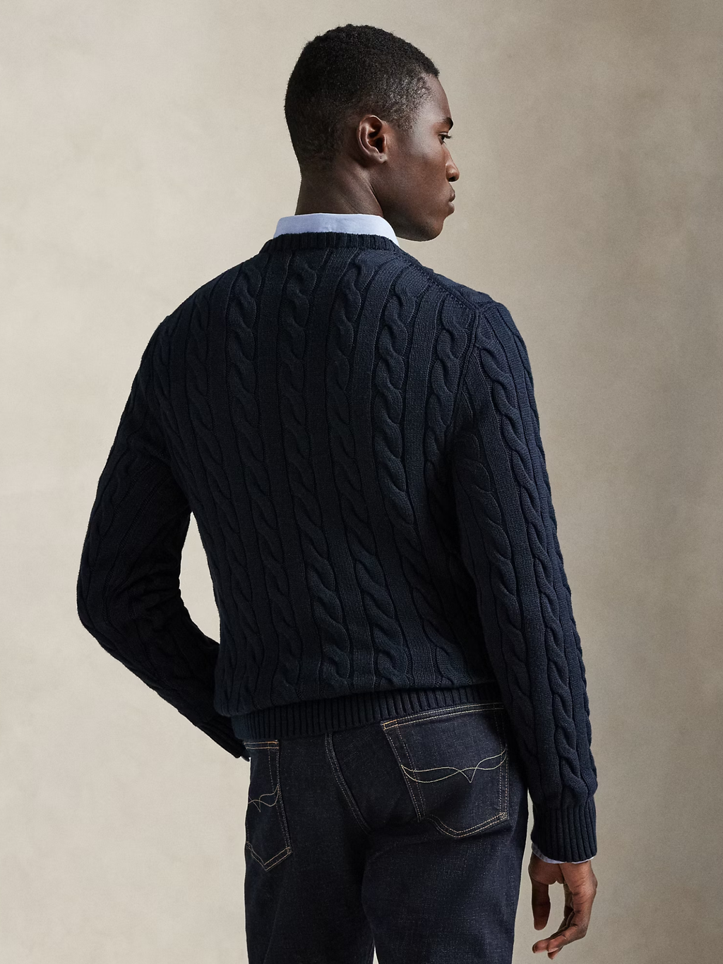 RALPH LAUREN Cable-Knit Cotton Jumper Hunter Navy