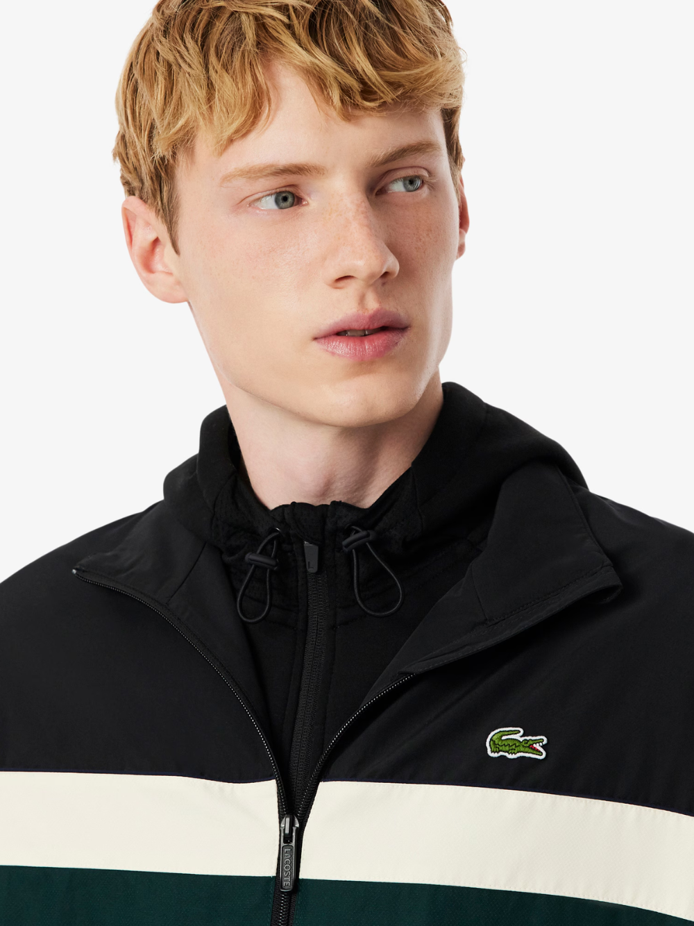 LACOSTE Colour-Block Water-Repellent Track Jacket Black