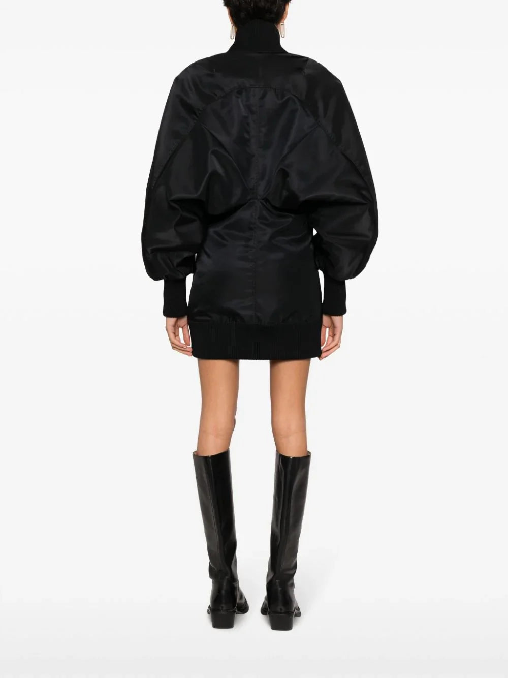 OFF-WHITE WOMEN NY Puff Sleeves Zipped Minidress Black