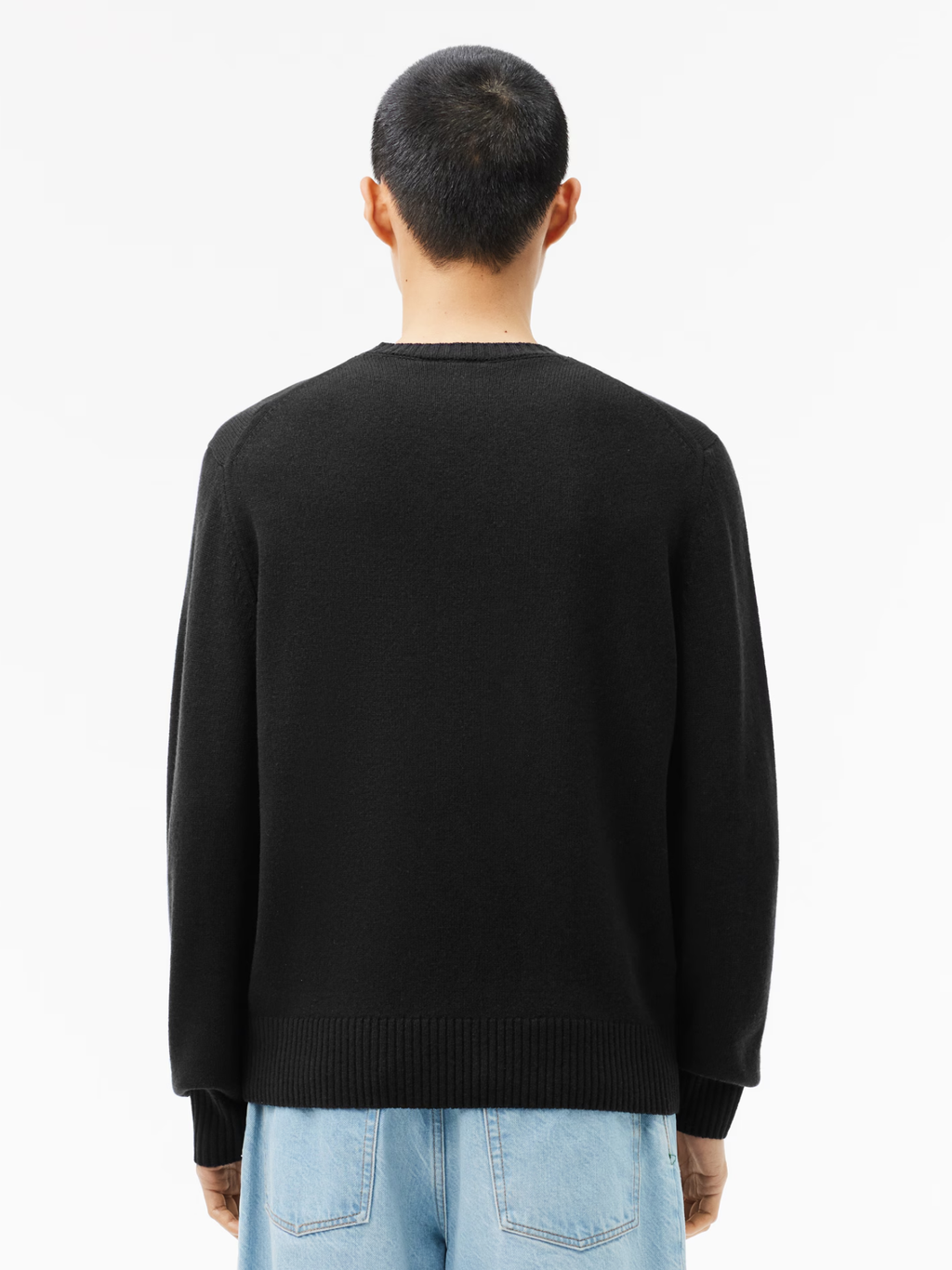 LACOSTE Carded Wool Crew Neck Sweater Black