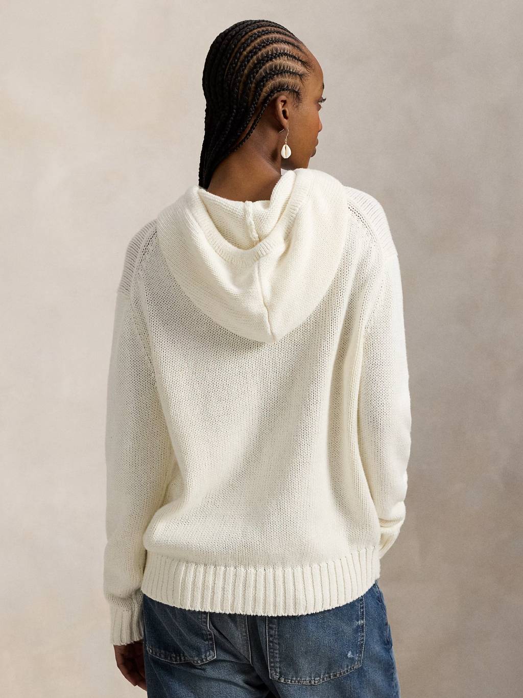 RALPH LAUREN WOMEN Polo Bear Hooded Jumper Parchment Cream