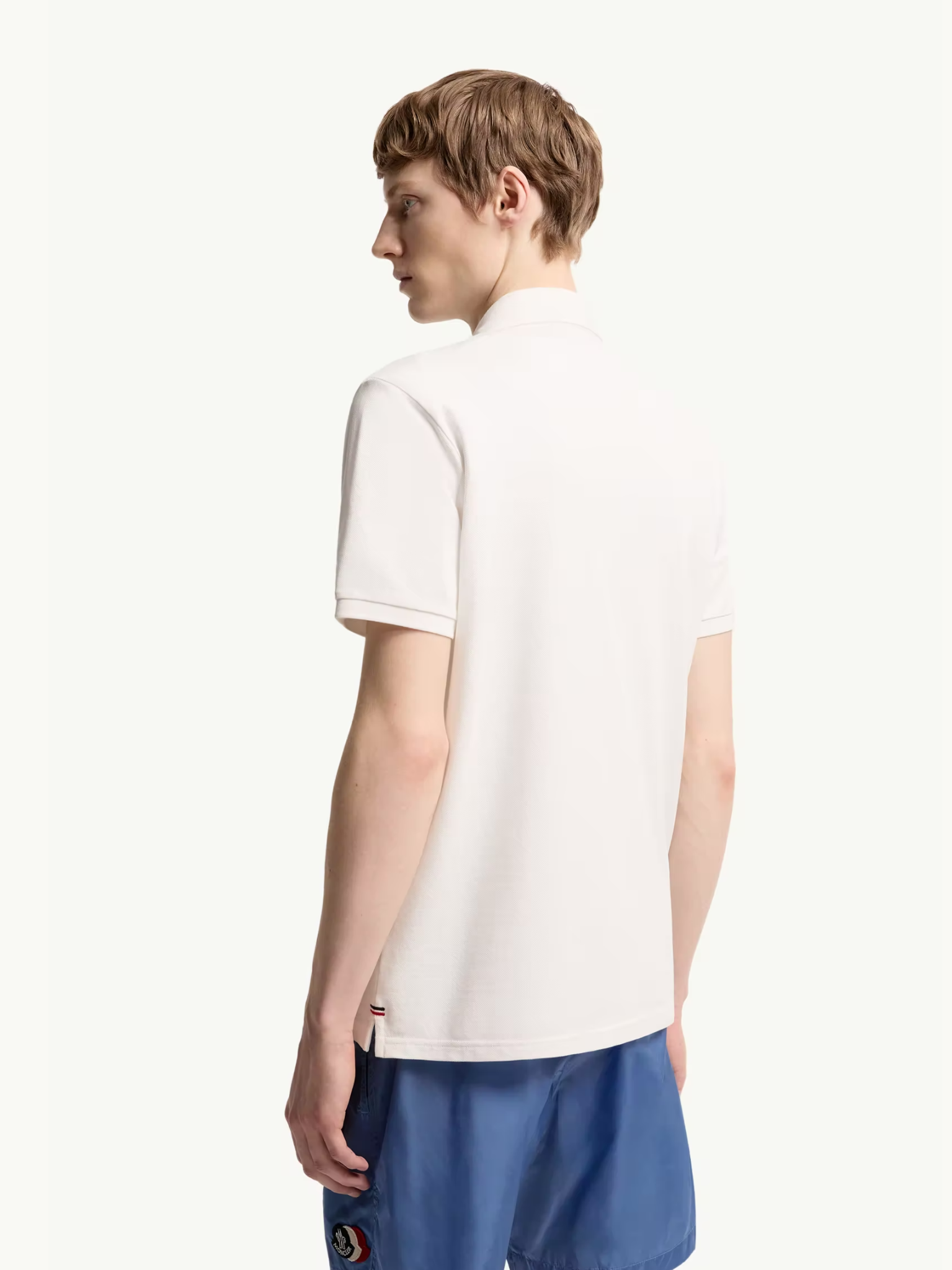 MONCLER Logo Patch Cotton Piquet Polo Shirt White