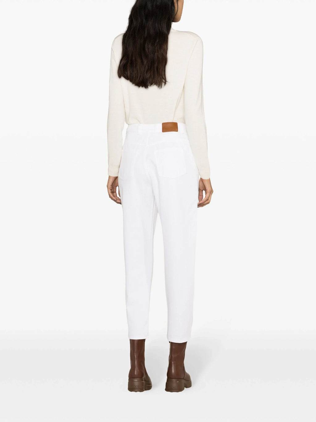 MONCLER WOMEN High Rise Cropped Jeans White