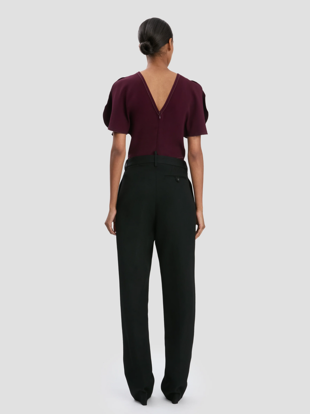 VICTORIA BECKHAM WOMEN Drop Waist Straight Leg Trousers Black