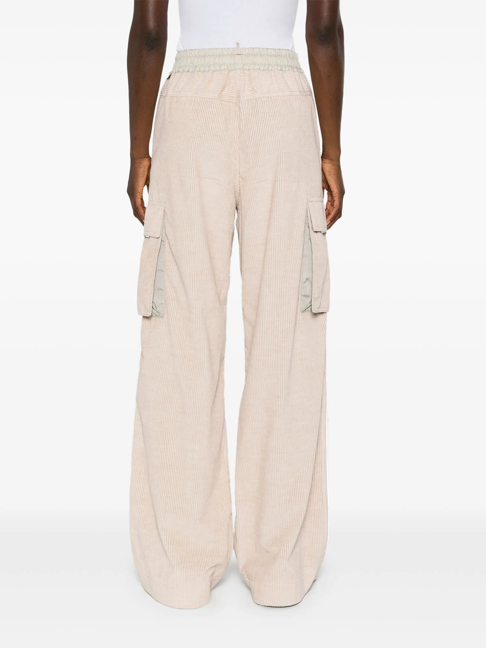 MONCLER GRENOBLE WOMEN Logo Patch Corduroy Trousers Pink