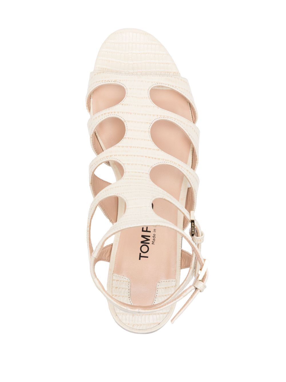 TOM FORD WOMEN Croc-Effect Leather Sandals Ivory