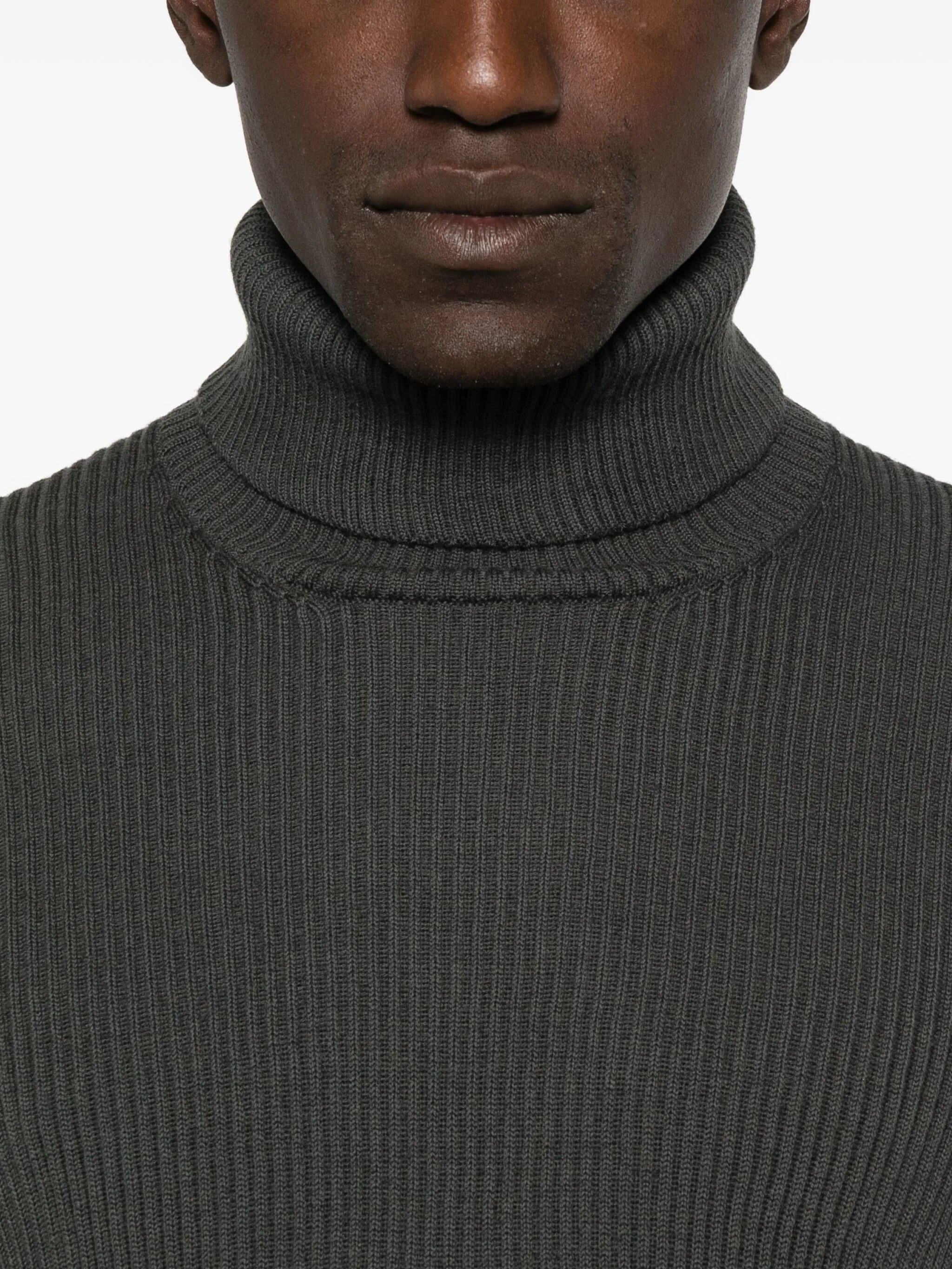 STONE ISLAND Ribbed Turtleneck Sweater Lead Grey