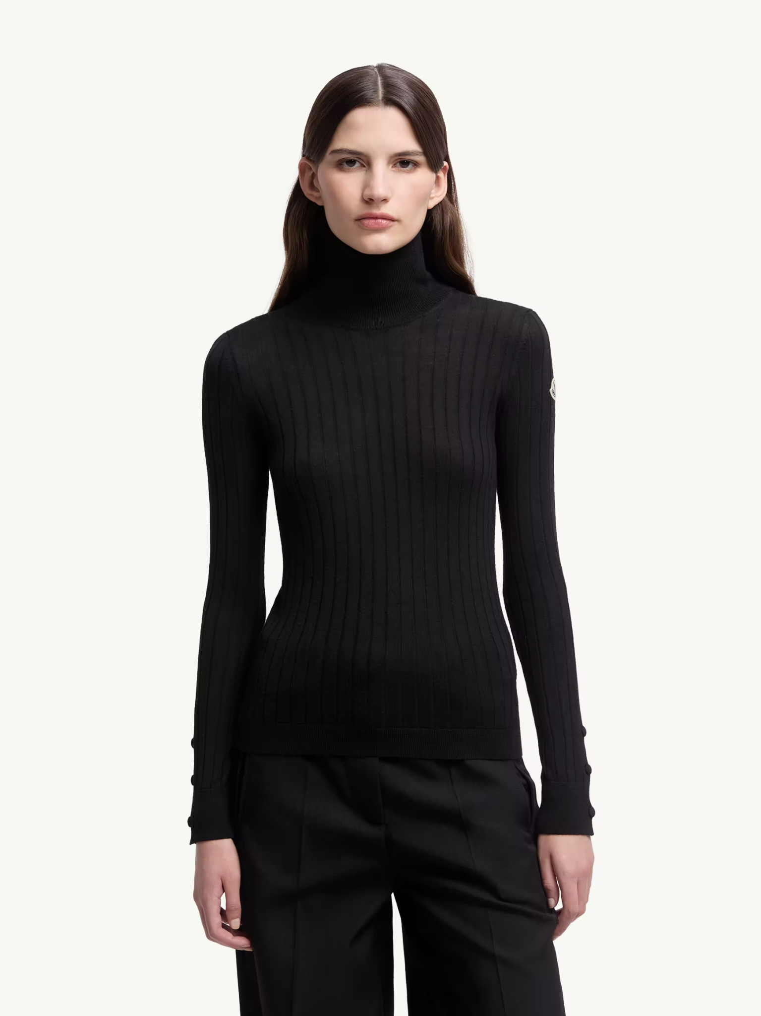 MONCLER WOMEN Wool & Cashmere Polo Neck Jumper Black