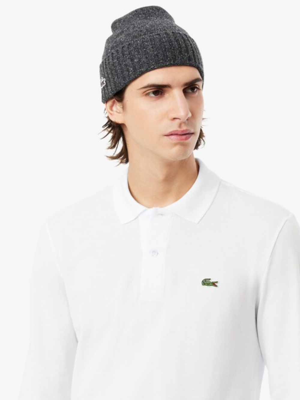LACOSTE Classic Fit Long Sleeved L.12.12 Polo Shirt White