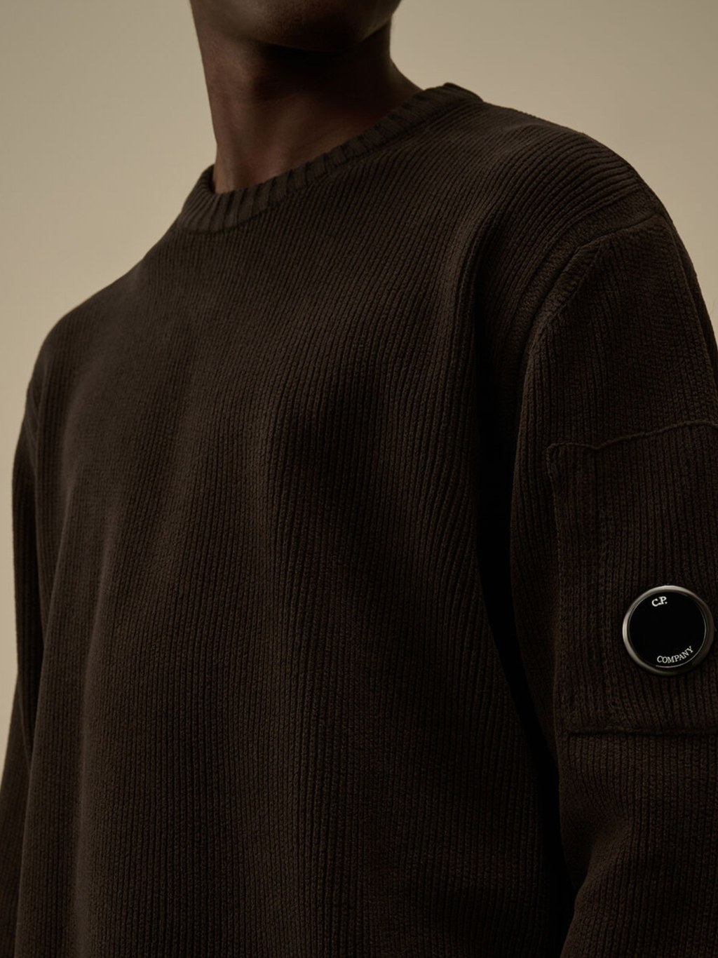 C.P COMPANY Cotton Chenille Crewneck Sweater Black