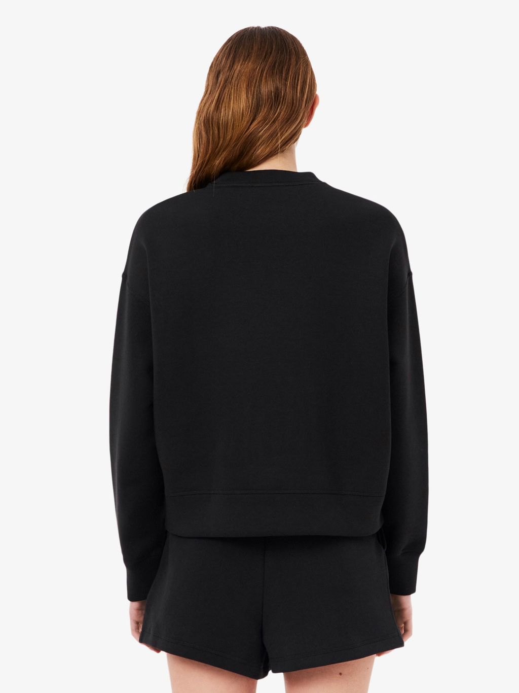 LACOSTE WOMEN Oversized Double Face Jersey Sweatshirt Black