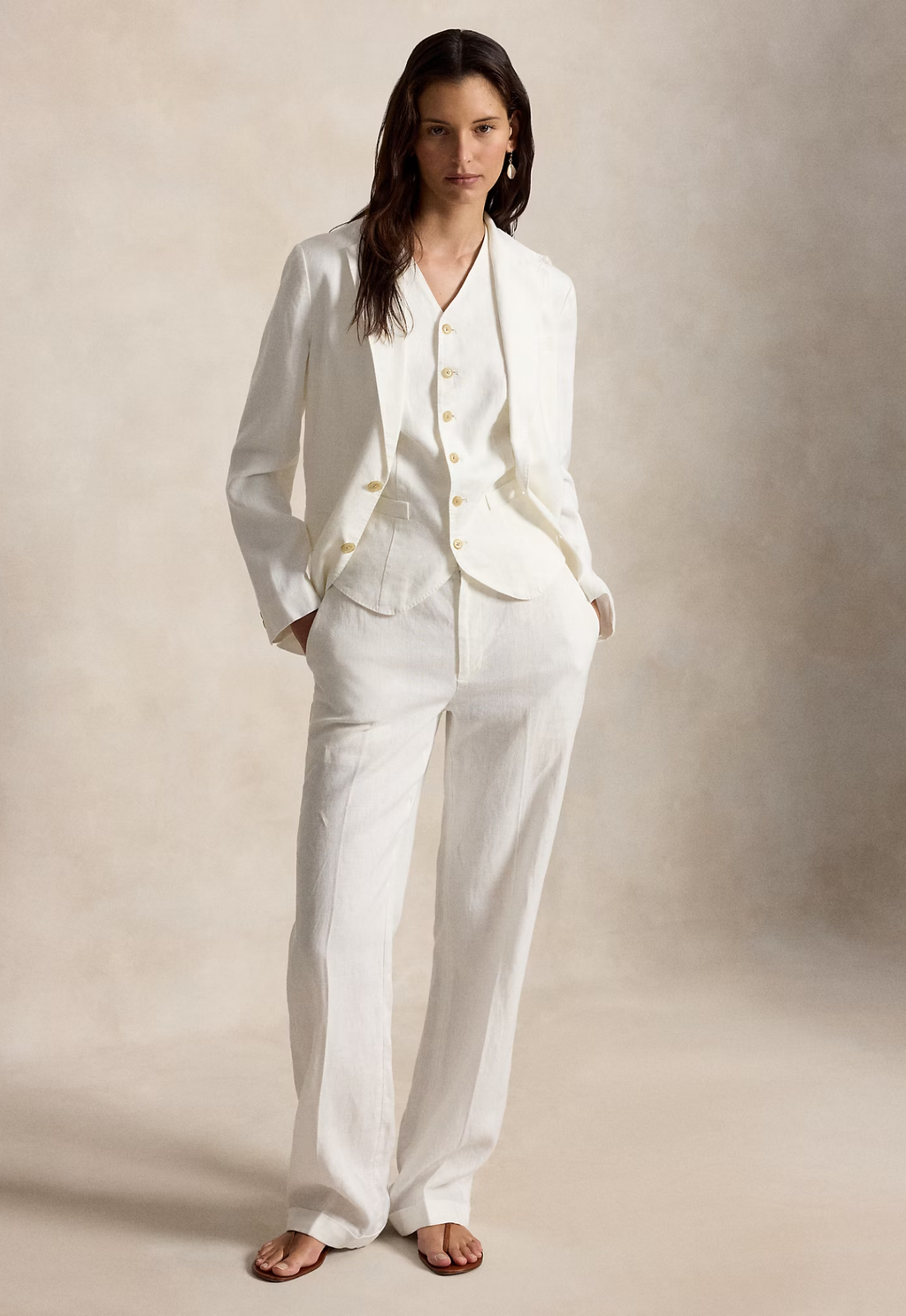 RALPH LAUREN WOMENS Single-Breasted Linen Blazer Nevis