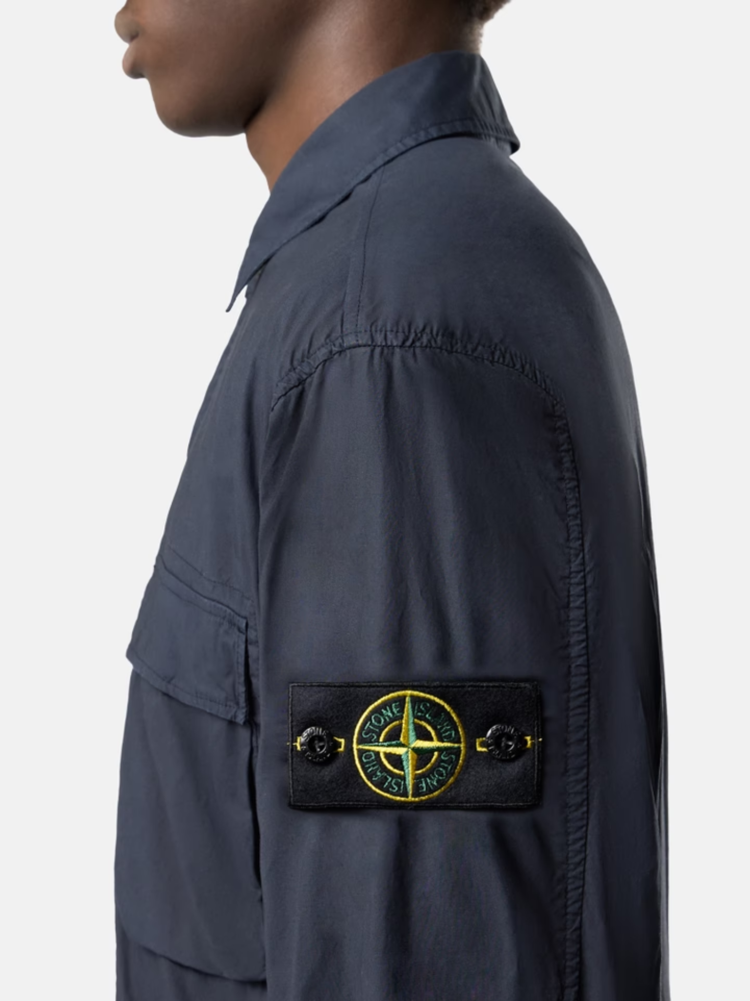 STONE ISLAND Stretch Cotton Tela 'Paracadute' Overshirt Navy Blue
