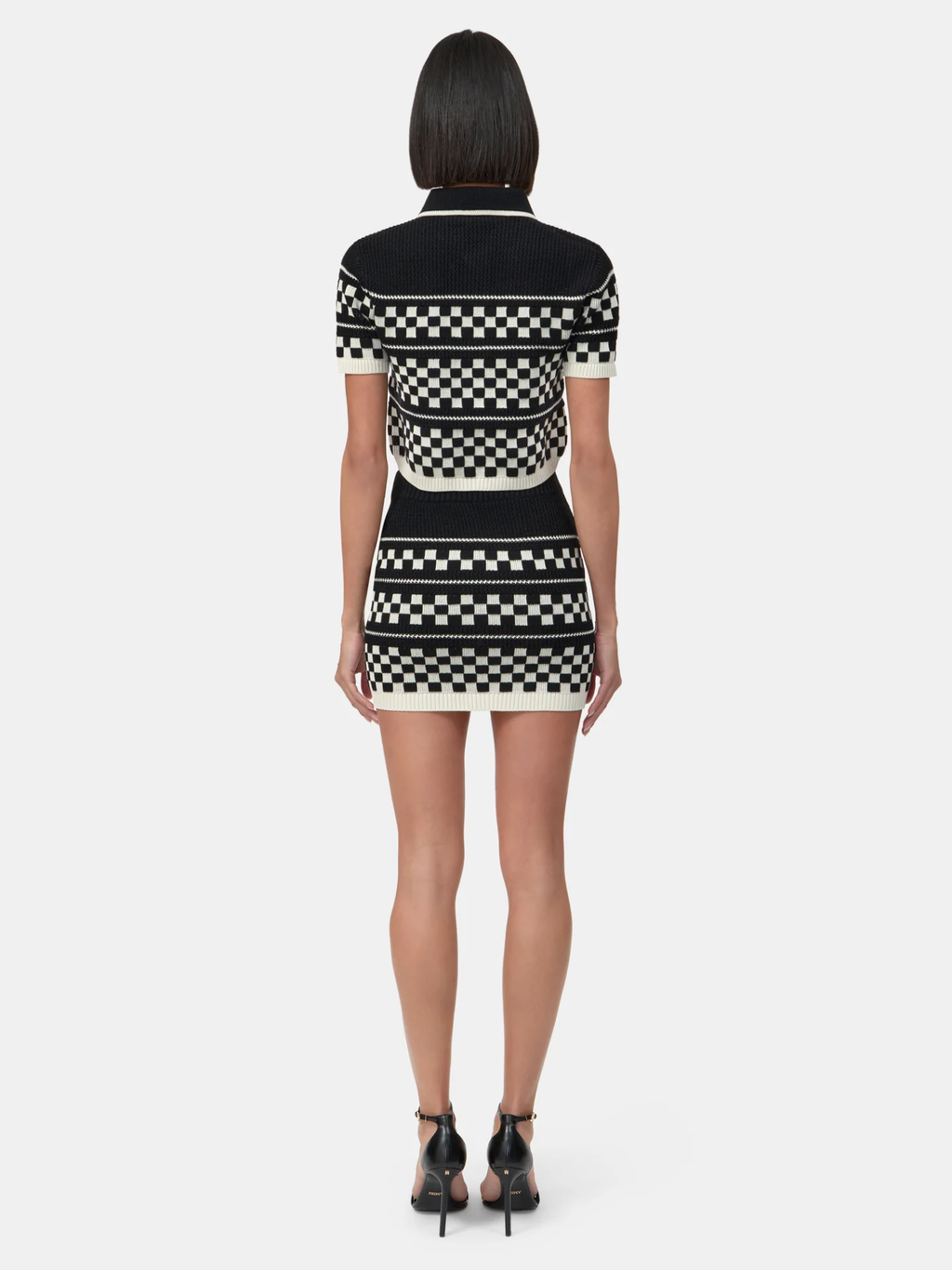AMIRI WOMEN Checkered Mesh Skirt Black